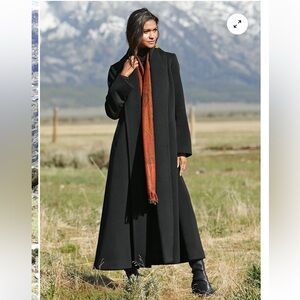 Peruvian Connection Black Alpaca & Wool Decades Open Front Long Ultra Soft Coat